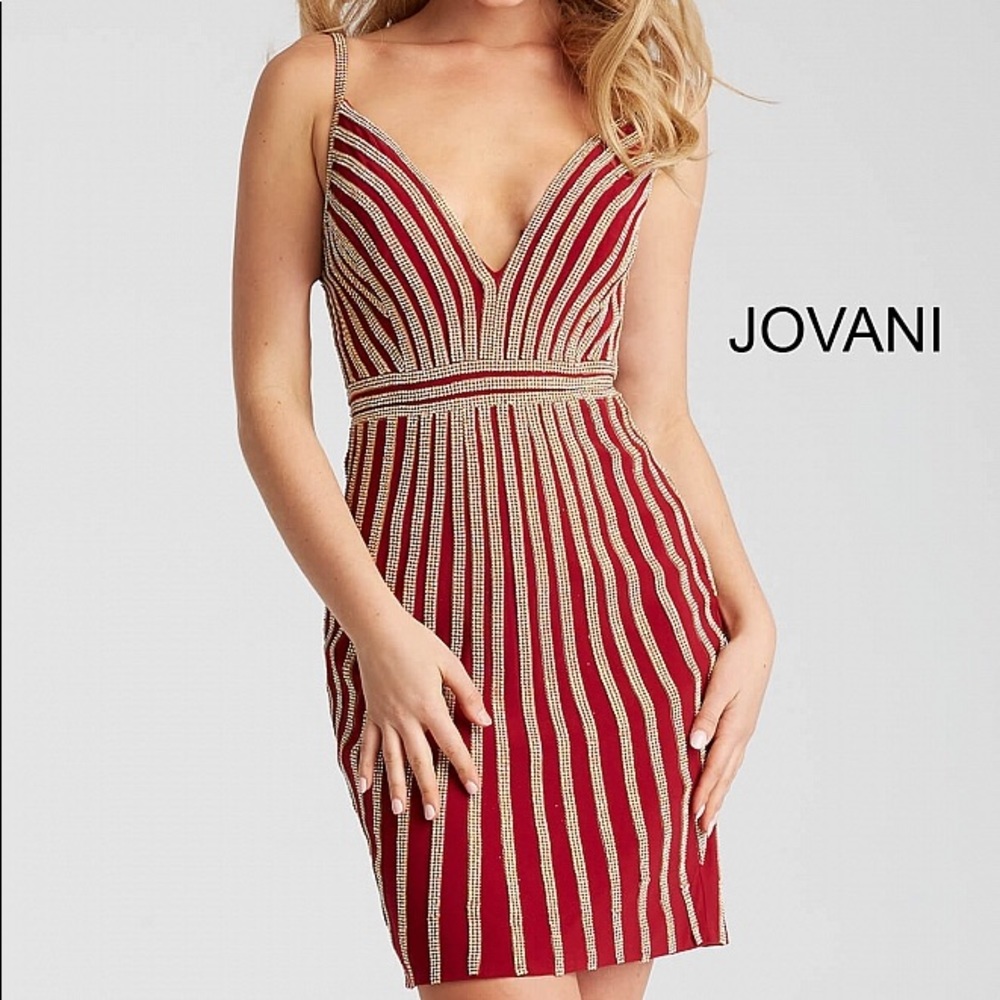 Red and Gold Beaded Dress